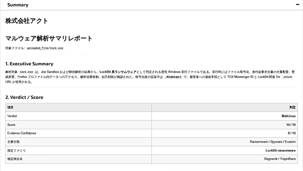 動的解析（サンドボックス）サンプルレポート